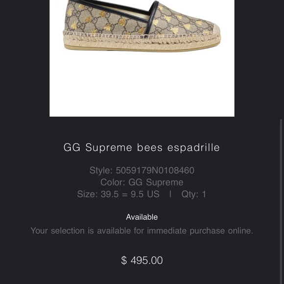 GUCCI SUPREME BEES ESPADRILLE - Picture 6 of 6